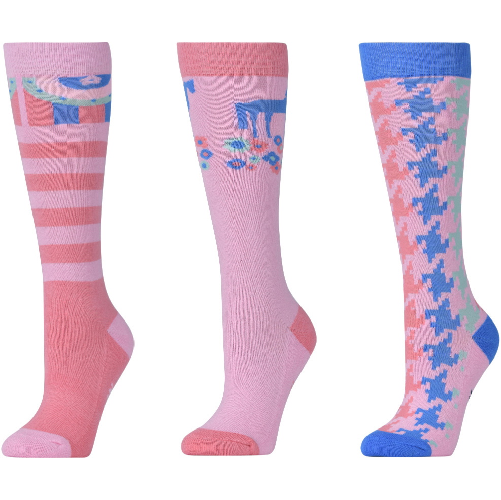 2025 Dublin Junior 3 Pack Socks 1023146022 - Pastel Pink Carnival